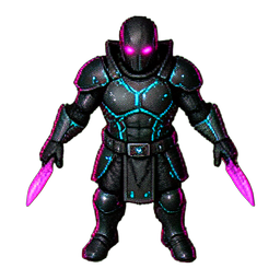 Dark Elf Rogue (Cyberpunk) - 256x256 pixel art sprite