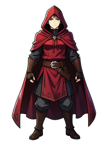 Mage Sombre Capuche Rouge — sprite pixel art 384×512