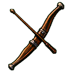 Arco corto de madera oscura — sprite pixel art 256×256