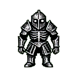 Chevalier de la mort (1-bit) — sprite pixel art 256×256