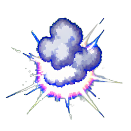 Humo de penalización — sprite pixel art 256×256