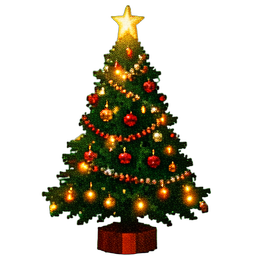Arbre de Noël Décoré — sprite pixel art 256×256