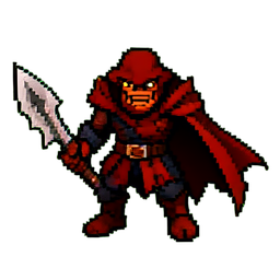 悪魔の狩人 (16bit) — 256×256 ピクセルアートスプライト