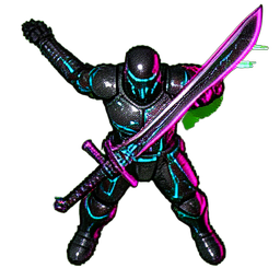 Demon Hunter (Cyberpunk) — 256×256 pixel art sprite