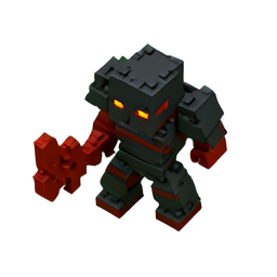 Cazador de demonios (Voxel) — sprite pixel art 256×256