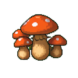 Agrupamento de cogumelos do deserto — sprite pixel art 256×256