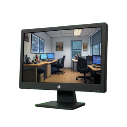 Moniteur de bureau — sprite pixel art 256×256
