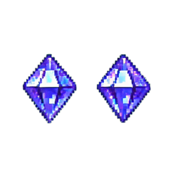 Pendientes de botão de diamante — sprite pixel art 256×256