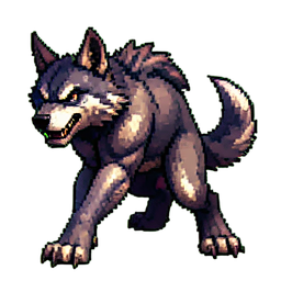 Loup sauvage — sprite pixel art 256×256