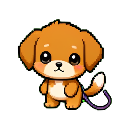 Correa de perro retráctil — sprite pixel art 256×256