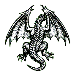 Dragon Adult (1-Bit) — 256×256 pixel art sprite