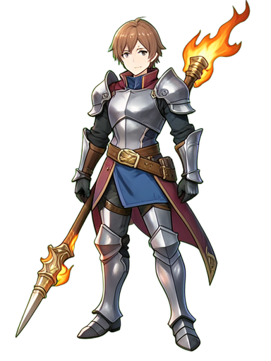 Chevalier Dragon Lance de Flamme — sprite pixel art 384×512