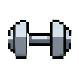 Haltères chromés — sprite pixel art 256×256