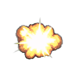 Impact de nuage de poussière — sprite pixel art 256×256