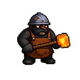 Dwarf Blacksmith (16-Bit) - 256x256 pixel art sprite