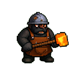 Ferreiro anão (16-bit) — sprite pixel art 256×256