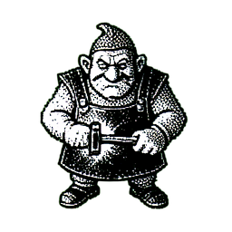 Dwarf Blacksmith (1-Bit) - 256x256 pixel art sprite
