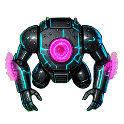 Earth Golem (Cyberpunk) - 256x256 pixel art sprite