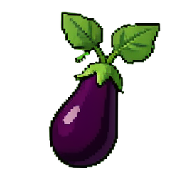 Planta de berinjela — sprite pixel art 256×256