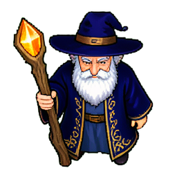 Alter Zauberer (16-Bit) — 256×256 Pixel-Art-Sprite