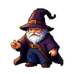 Alter Zauberer — 256×256 Pixel-Art-Sprite