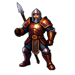 Lanzador de lanza de élite — sprite pixel art 256×256