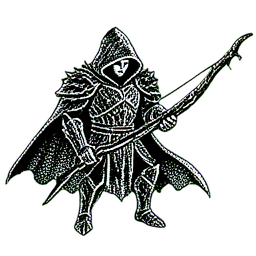 Elfenbogenschütze (1-Bit) — 256×256 Pixel-Art-Sprite
