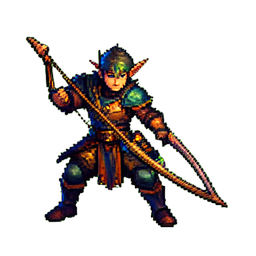 Elven Archer - 256x256 pixel art sprite