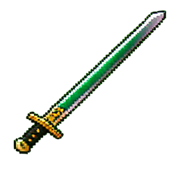 Smaragd-Katana — 256×256 Pixel-Art-Sprite