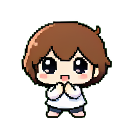 박수 표정 — 256×256 픽셀 아트 스프라이트