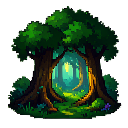Forêt enchantée — sprite pixel art 256×256