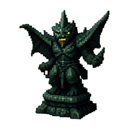 Verzauberte Statue Gargoyle — 256×256 Pixel-Art-Sprite