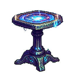 Verzauberter Tischstation (Pixelkunst) — 256×256 Pixel-Art-Sprite