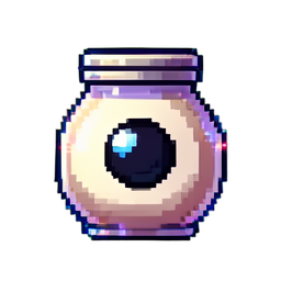 Frasco de ojos — sprite pixel art 256×256