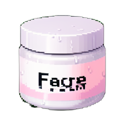 Frasco de crema facial — sprite pixel art 256×256