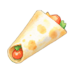 Enveloppe pita falafel — sprite pixel art 256×256