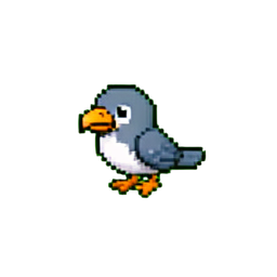 Pájaro explorador halcón — sprite pixel art 256×256