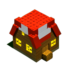 Granero de la Granja (Voxel) — sprite pixel art 256×256
