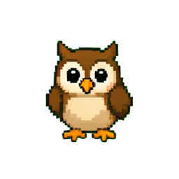 Coruja da fazenda — sprite pixel art 256×256