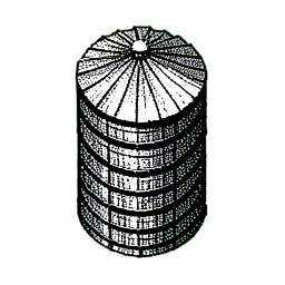 Silo de ferme (1-bit) — sprite pixel art 256×256