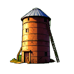 Silo de ferme — sprite pixel art 256×256