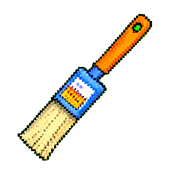 Escova de pena longa — sprite pixel art 256×256