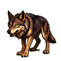 Wilder Wolfsreitstall — 256×256 Pixel-Art-Sprite