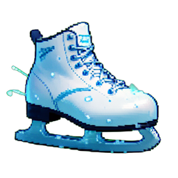 Patins de gelo branco — sprite pixel art 256×256