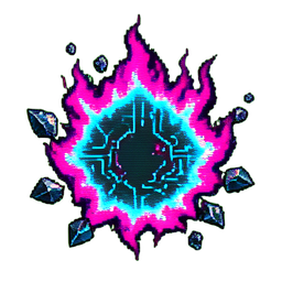 Fire Elemental (Cyberpunk) - 256x256 pixel art sprite