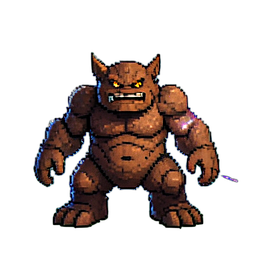 Compagnon Golem de Feu — sprite pixel art 256×256
