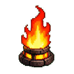Duende de fuego — sprite pixel art 256×256