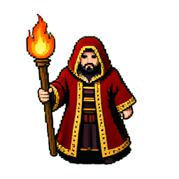 Fire Mage (16-Bit) - 256x256 pixel art sprite