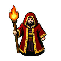 Mage du Feu (16-Bit) — sprite pixel art 256×256
