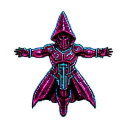 Feuermagier (Cyberpunk) — 256×256 Pixel-Art-Sprite